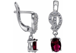 Серебряные cерьги висячие с фианитом