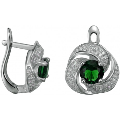 Серебряные cерьги классические с фианитом
