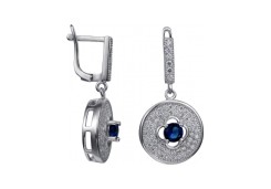 Серебряные cерьги висячие с фианитом