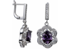 Серебряные cерьги висячие с фианитом