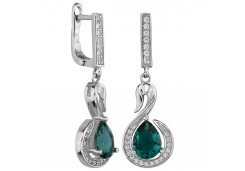 Серебряные cерьги висячие с кварцем