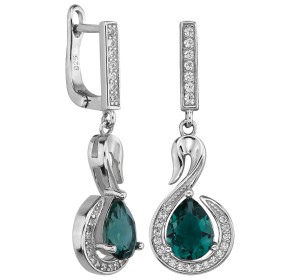 Серебряные cерьги висячие с кварцем