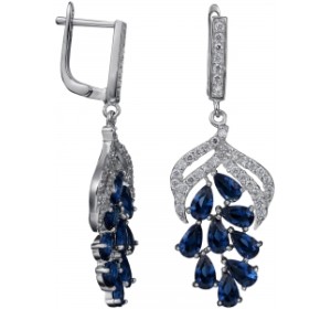 Серебряные cерьги висячие с фианитом