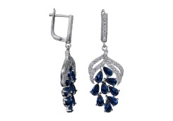 Серебряные cерьги висячие с фианитом