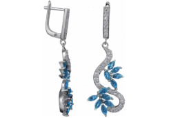 Серебряные cерьги висячие с фианитом