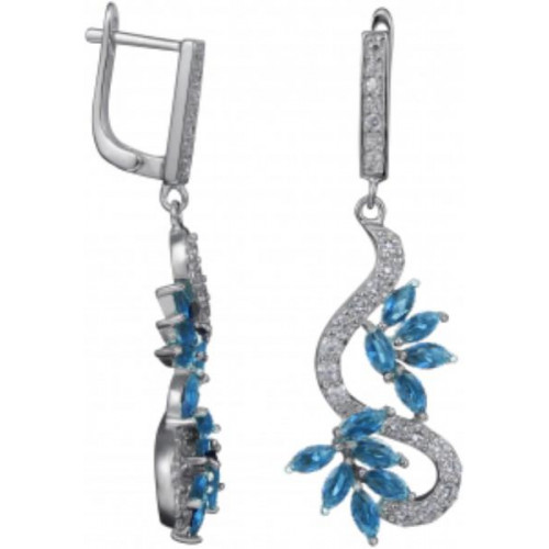 Серебряные cерьги висячие с фианитом