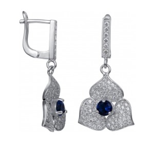 Серебряные cерьги висячие с фианитом