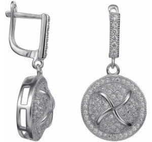 Серебряные cерьги висячие с фианитом