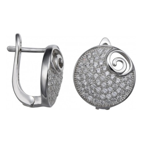 Серебряные cерьги классические с фианитом