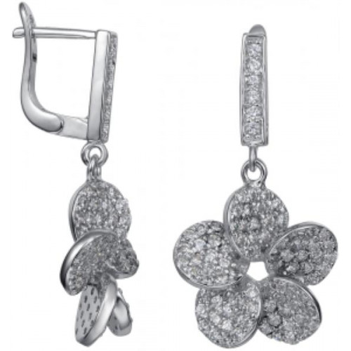 Серебряные cерьги висячие с фианитом