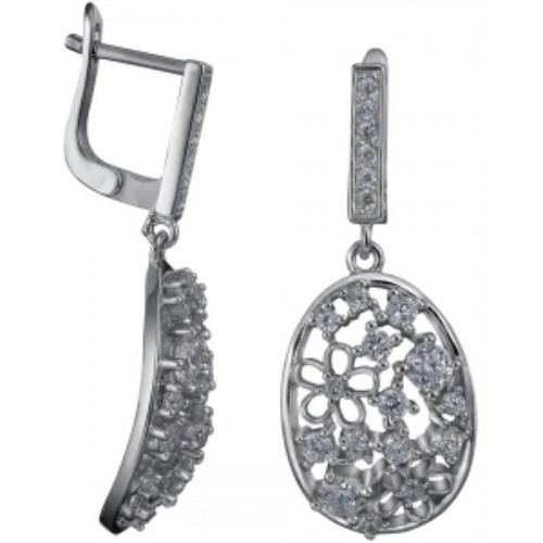 Серебряные cерьги висячие с фианитом