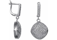 Серебряные cерьги висячие с фианитом