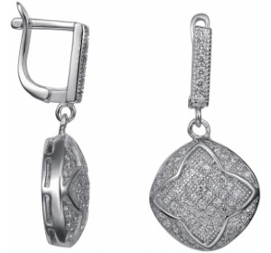 Серебряные cерьги висячие с фианитом