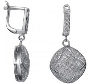 Серебряные cерьги висячие с фианитом