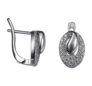 Серебряные cерьги классические с фианитом