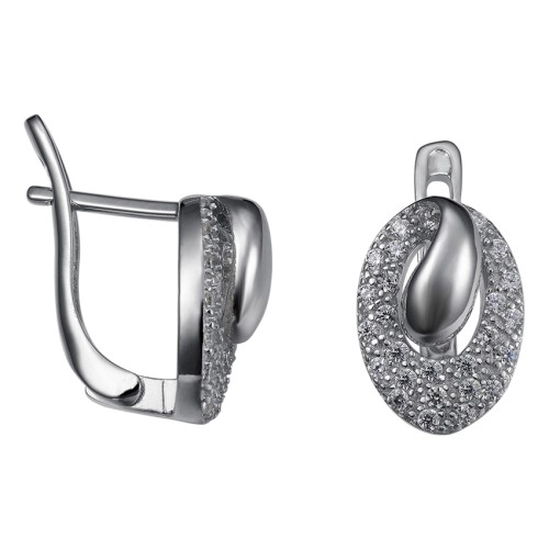 Серебряные cерьги классические с фианитом