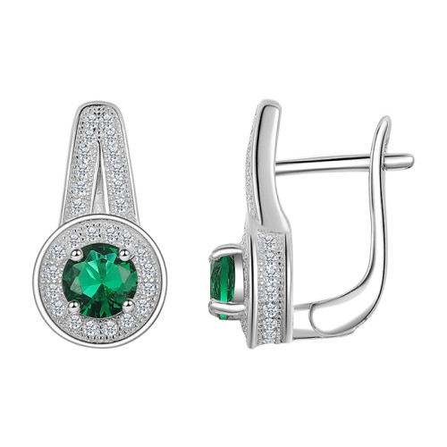 Серебряные cерьги классические с фианитом