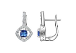 Серебряные cерьги классические с фианитом