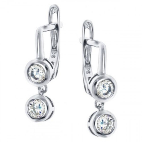 Серебряные cерьги висячие с фианитом