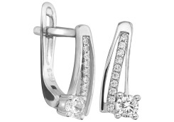 Серебряные cерьги классические с фианитом