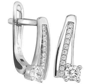 Серебряные cерьги классические с фианитом