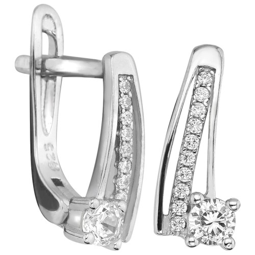Серебряные cерьги классические с фианитом