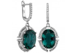 Серебряные cерьги висячие с кварцем