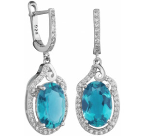 Серебряные cерьги висячие с фианитом