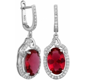 Серебряные cерьги висячие с фианитом