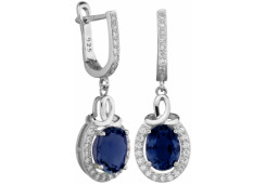 Серебряные cерьги висячие с фианитом