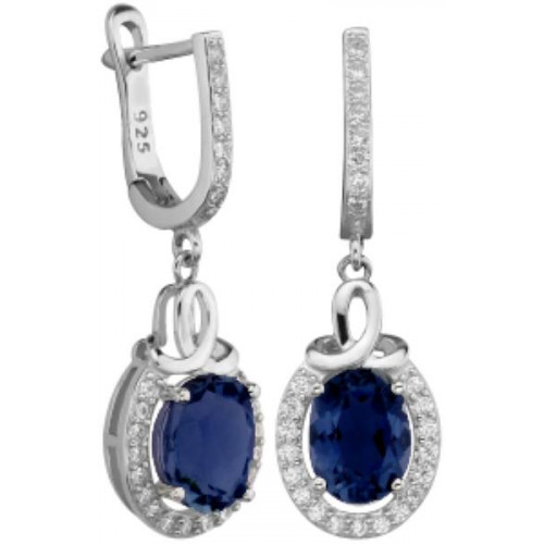 Серебряные cерьги висячие с фианитом