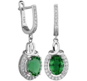 Серебряные cерьги висячие с фианитом