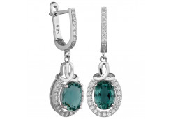 Серебряные cерьги висячие с кварцем