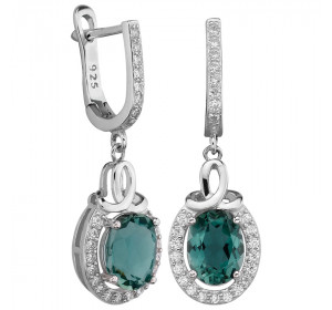 Серебряные cерьги висячие с кварцем