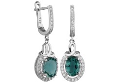 Серебряные cерьги висячие с кварцем