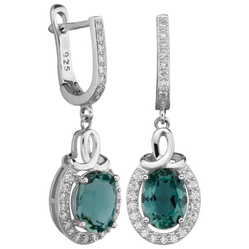 Серебряные cерьги висячие с кварцем