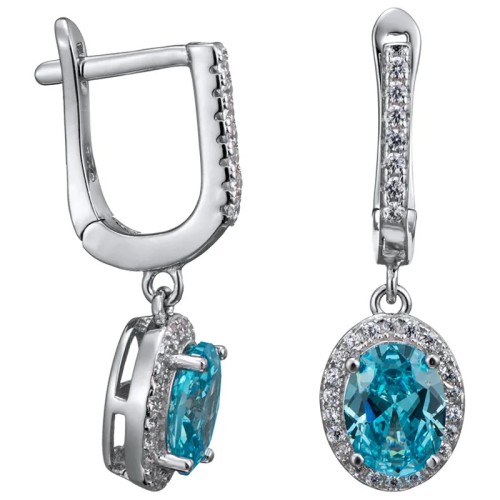 Серебряные cерьги висячие с фианитом