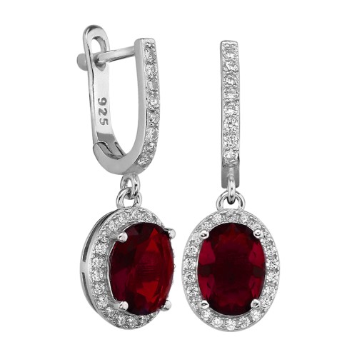 Серебряные cерьги висячие с фианитом