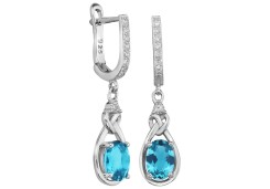 Серебряные cерьги висячие с фианитом