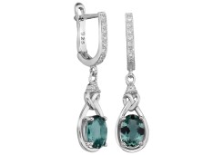 Серебряные cерьги висячие с кварцем