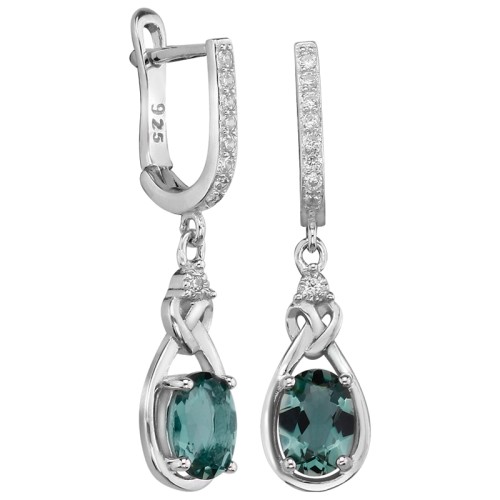 Серебряные cерьги висячие с кварцем