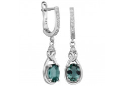 Серебряные cерьги висячие с кварцем