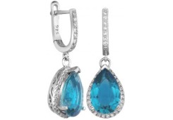 Серебряные cерьги висячие с фианитом