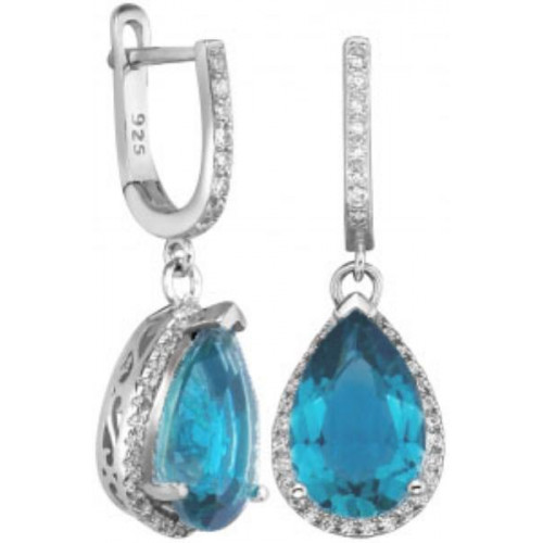 Серебряные cерьги висячие с фианитом