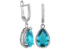 Серебряные cерьги висячие с фианитом