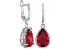 Серебряные cерьги висячие с фианитом