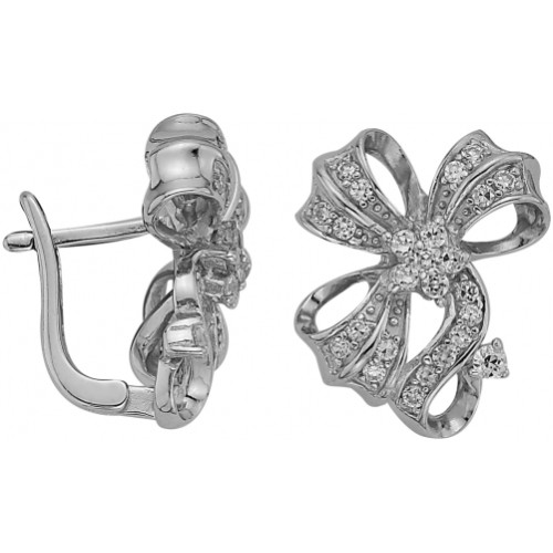 Серебряные cерьги классические с фианитом