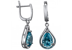 Серебряные cерьги висячие с фианитом