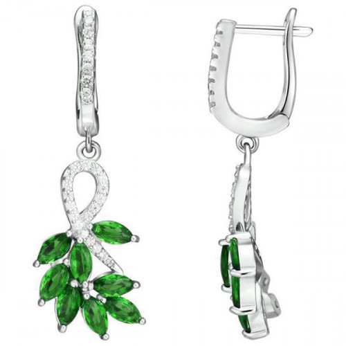 Серебряные cерьги висячие с фианитом