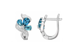 Серебряные cерьги классические с фианитом